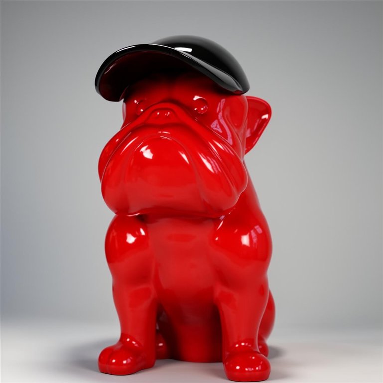 Chien Bulldog avec casquette - Rouge