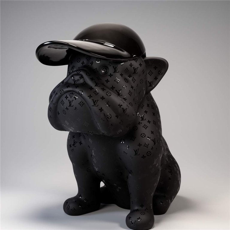Chien Bulldog avec casquette - Mat
