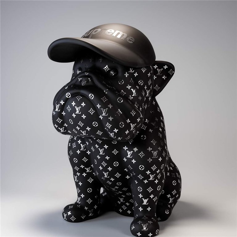 Chien Bulldog avec casquette - Mat avec chrome