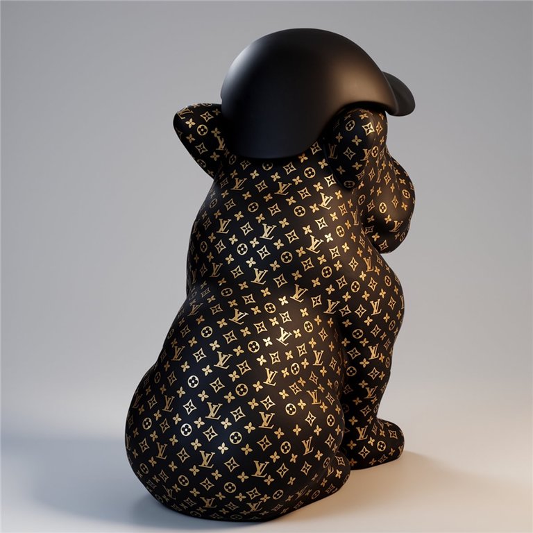 Chien Bulldog avec Casquette - Mat avec Logo Doré