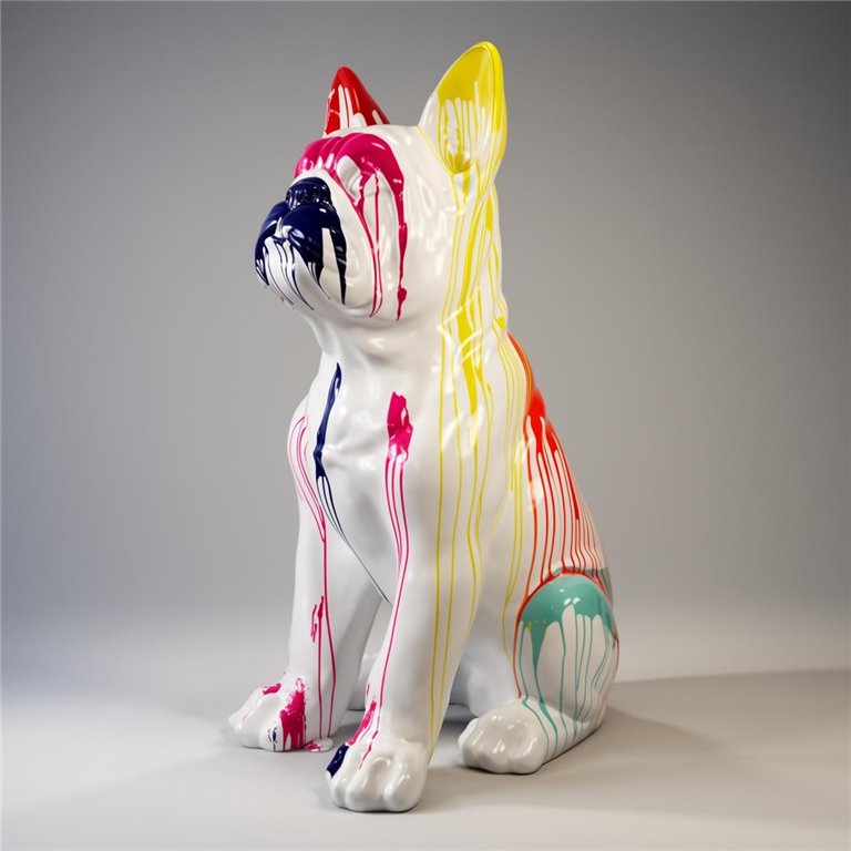 chien Grande figurine bouledogue français « Juki » blanc trash