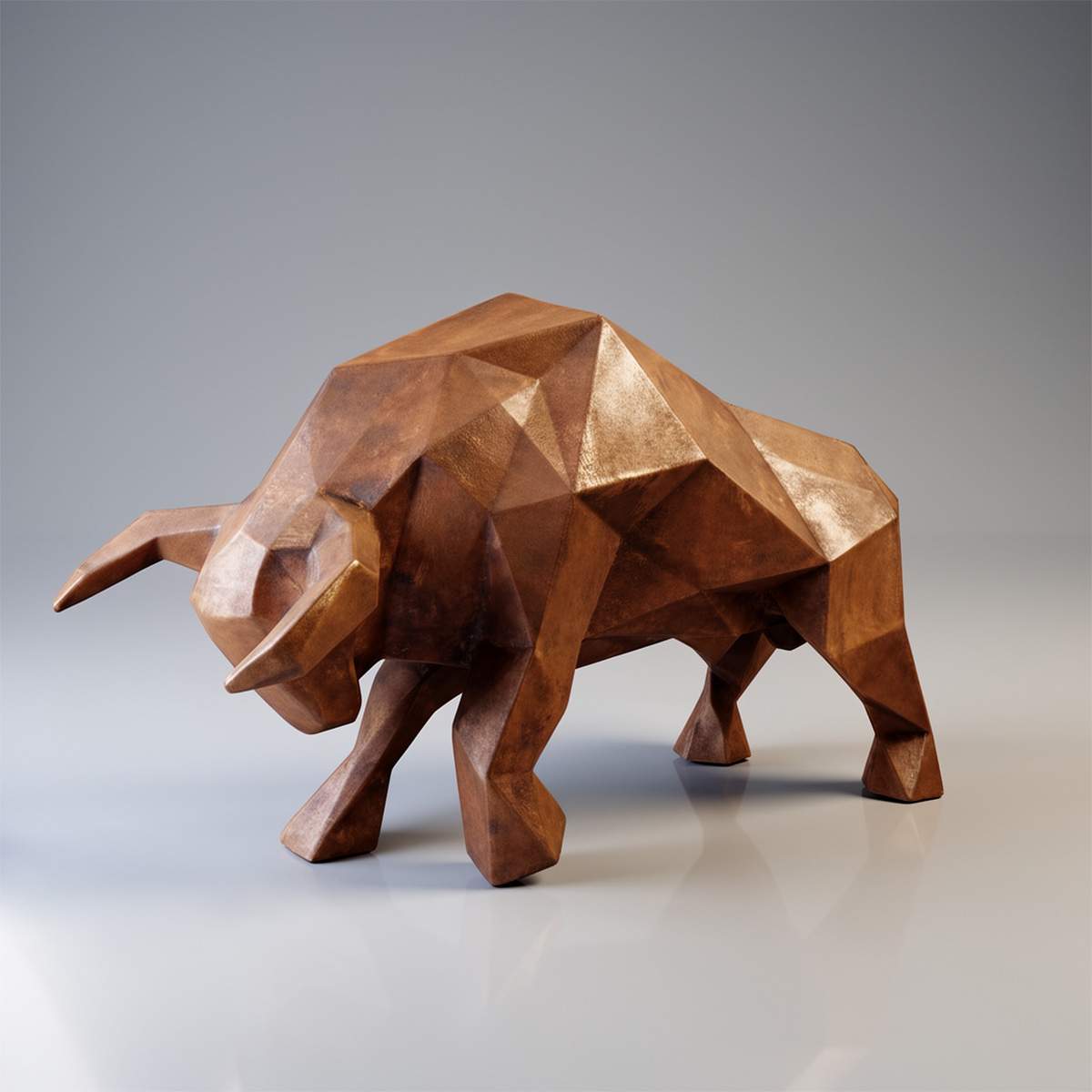 Grande Figurine de Taureau Géométrique – Effet Rouille – Image 2