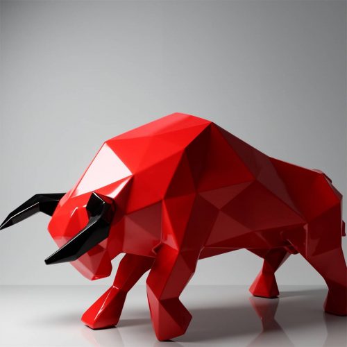 Grande Figure de Taureau Géométrique Rouge