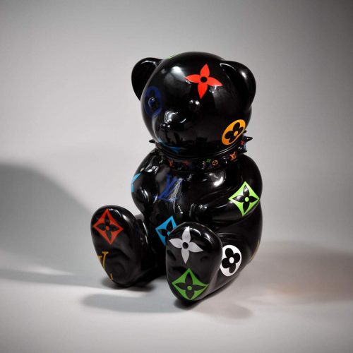 Artystyczna Figura Misia Siedzącego Louis Vuitton Black - tył