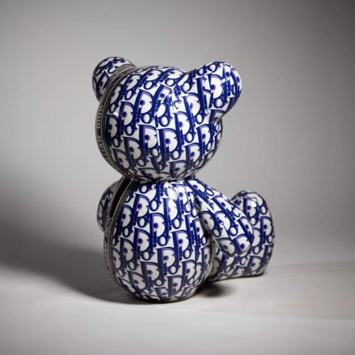 Artystyczna Figura Misia Siedzącego Dior Blue - tył