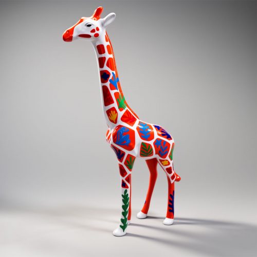 Grande Figure Décorative Girafe Motif Matisse