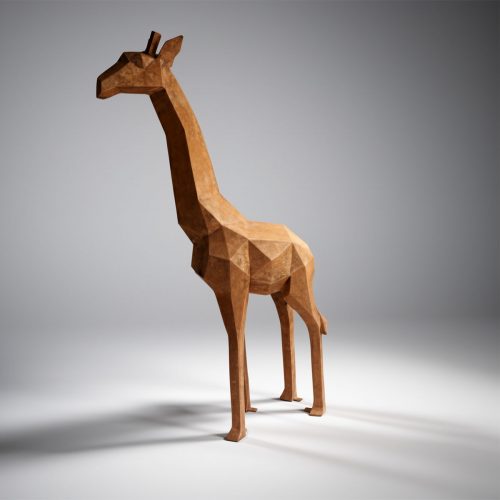 Figure Girafe Géométrique Low Poly Effet Rouille
