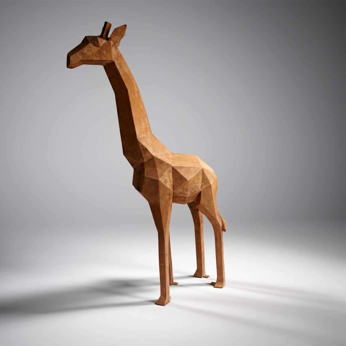 Figure Girafe Géométrique Low Poly Effet Rouille – Image 2