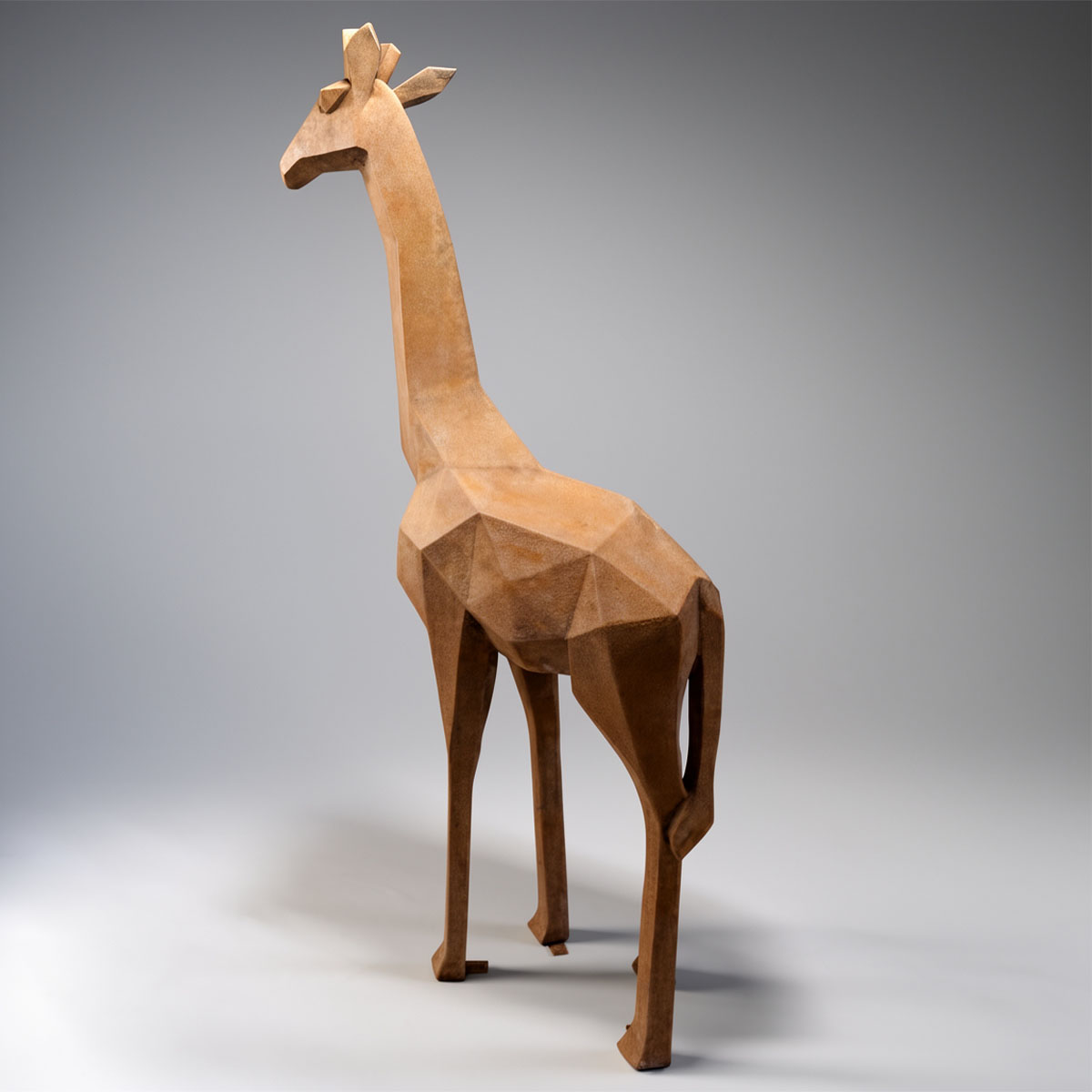 Figure Girafe Géométrique Low Poly Effet Rouille – Image 3