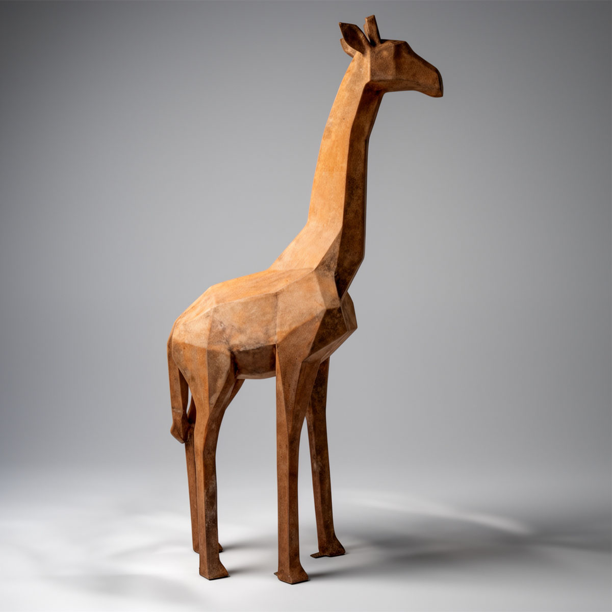 Figure Girafe Géométrique Low Poly Effet Rouille – Image 4