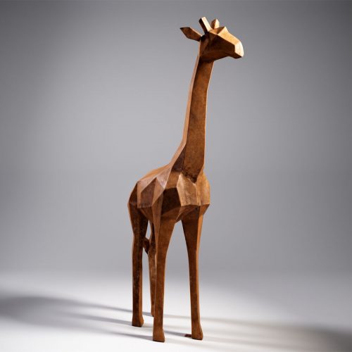 Figure Girafe Géométrique Low Poly Effet Rouille